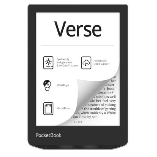 PocketBook 629 Verse - eBook reader - Linux 3.10.65 - 8 GB - 6" 16 livelli di grigio (4-bit) E Ink Carta (758 x 1024) - touchscreen - Wi-Fi - grigio
